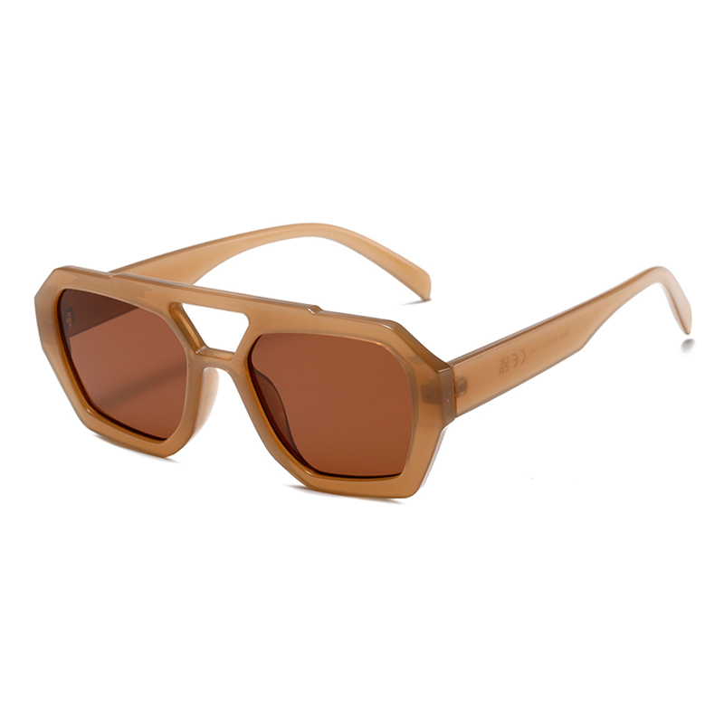 3486 Estrutura frontal geométrica de grandes dimensões elevou o estilo de aviador de ponte dupla, óculos de sol unissex