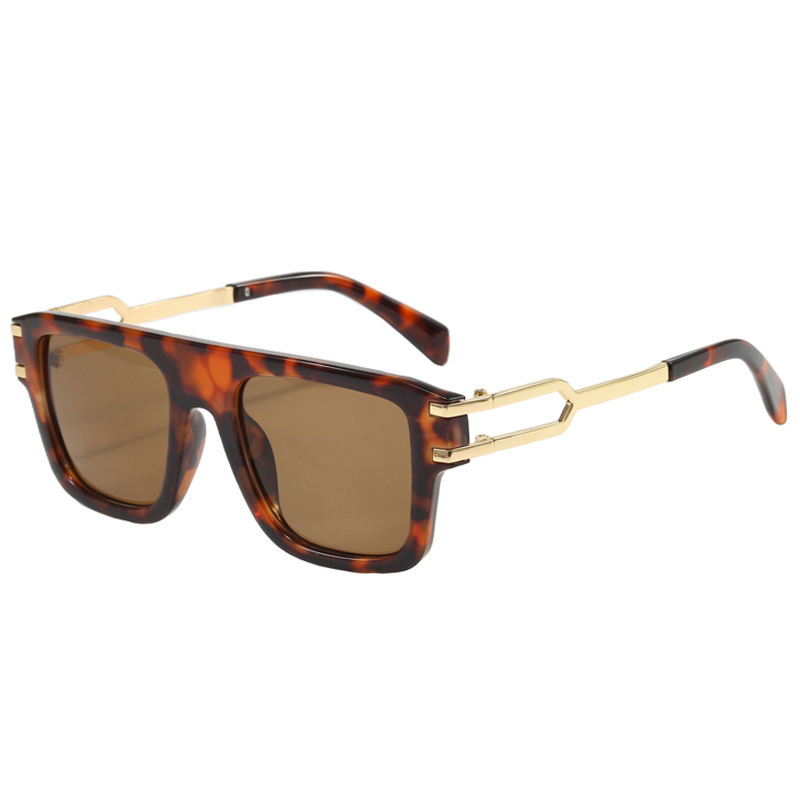 86522 Frame de forma quadrada com ponte de nariz horizontal Open Tone Gold Tone Metal Metal Sunglasses