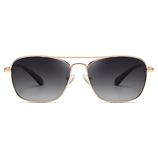 15112 Oval Double nariz Bridge Men Flender Metal Sunglasses