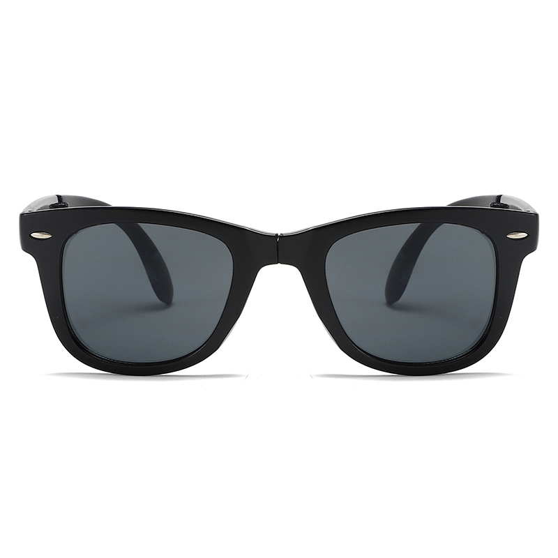 88166 Estilo Wayfarer clássico Black brilhante com lente cinza mono promove vendas portáteis de sol dobráveis ​​óculos de sol