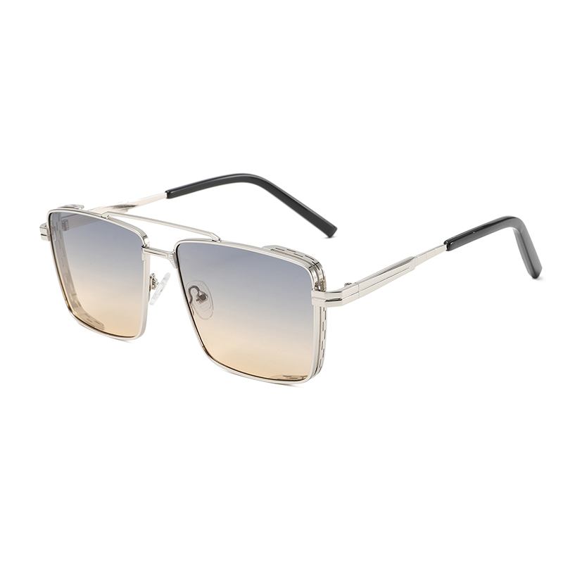 2282 moldura de metal de forma quadrada gentil com ponte dupla lateral coberta Óculos de sol unissex Únissex