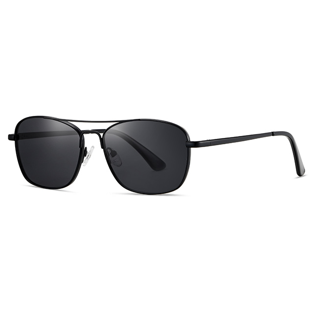 15112 Oval Double nariz Bridge Men Flender Metal Sunglasses