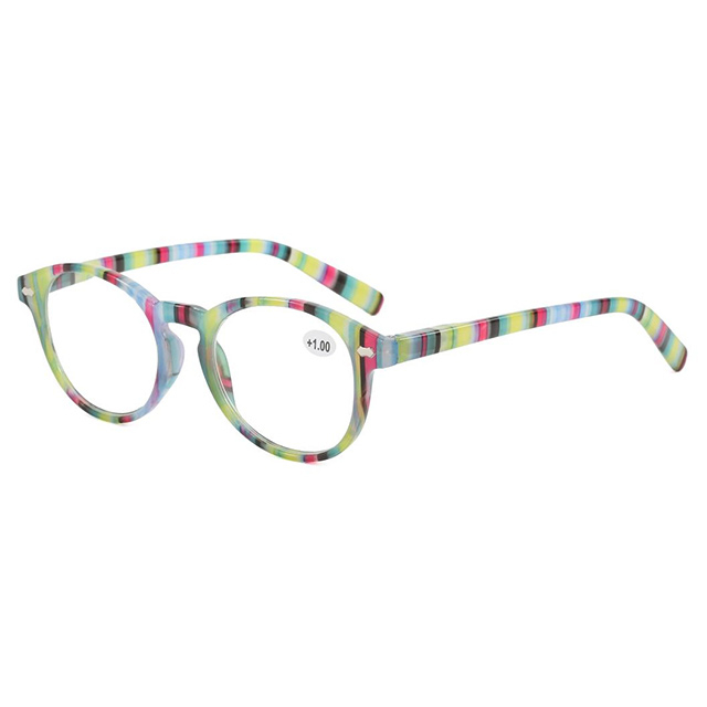 3114 listras coloridas de forma redonda clássica lindas de leitura de óculos de leitura