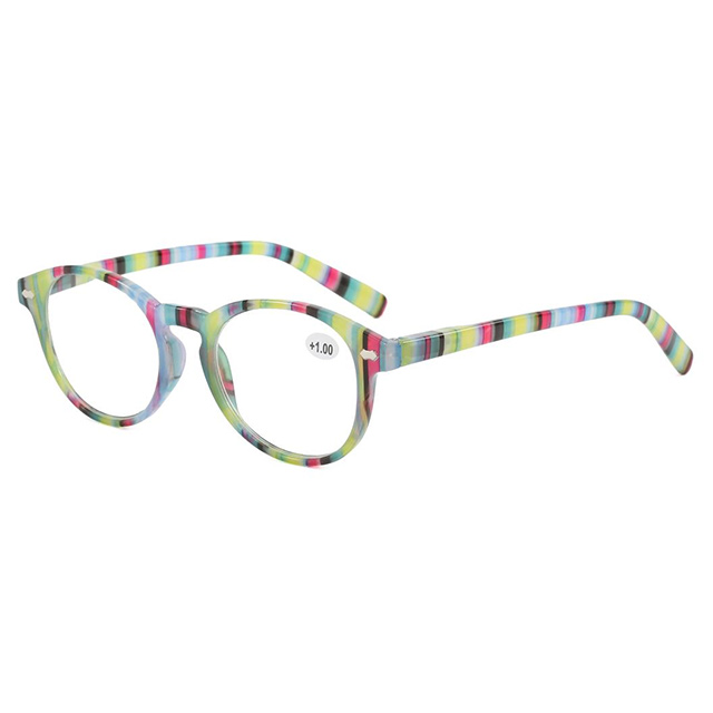 3114 listras coloridas de forma redonda clássica lindas de leitura de óculos de leitura