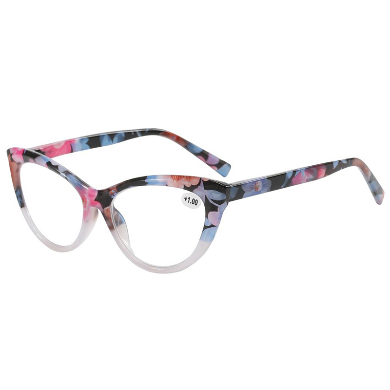 3145 Elegant Cateye Shape Frame com belo padrão floral impresso leitor de mulheres