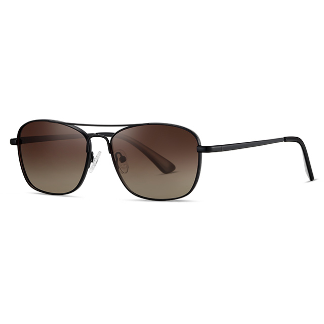 15112 Oval Double nariz Bridge Men Flender Metal Sunglasses