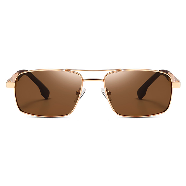 15104 Ponte de nariz duplo retangular Men Metal Sunglasses