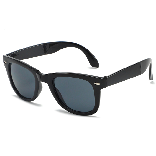 88166 Estilo Wayfarer clássico Black brilhante com lente cinza mono promove vendas portáteis de sol dobráveis ​​óculos de sol