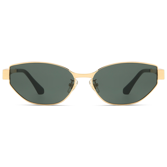 7285 Retro e elegante forma de cateye lente de nylon de estrutura cheia óculos de sol de aço inoxidável