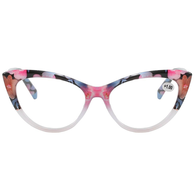 3145 Elegant Cateye Shape Frame com belo padrão floral impresso leitor de mulheres