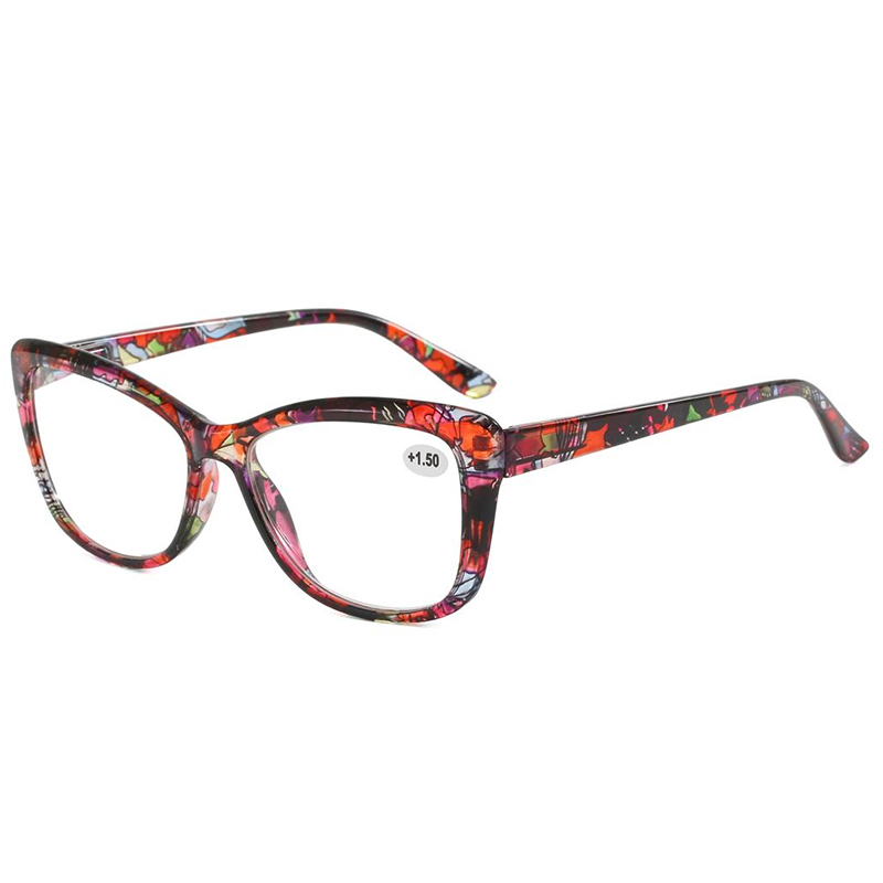3136 CATEYE SHAPE Frame com belo padrão de impressão floral leitor de mulheres