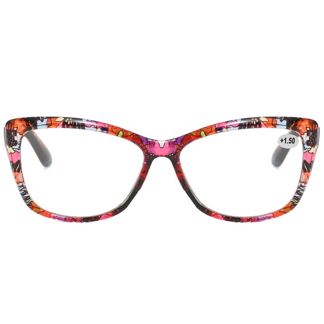 3136 CATEYE SHAPE Frame com belo padrão de impressão floral leitor de mulheres