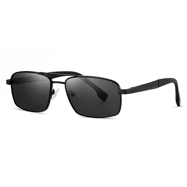 15104 Ponte de nariz duplo retangular Men Metal Sunglasses