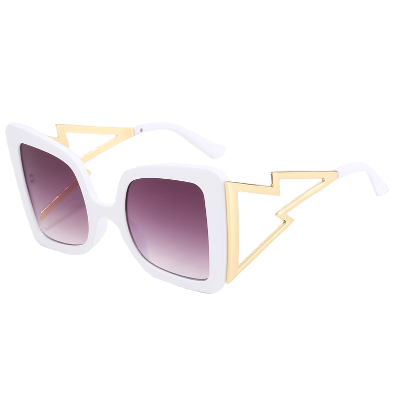 86489 Big Size Cat Eye Front Frame Hollow Out Golden Metal Templos Mulheres óculos de sol