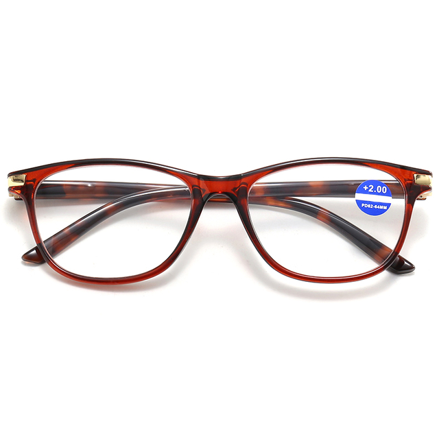 3064 Frame de formato de olho de gato elegante apresenta decoração de metal dourado, mulheres lendo óculos