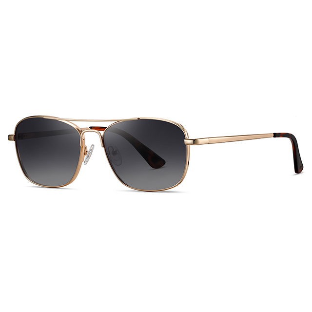 15112 Oval Double nariz Bridge Men Flender Metal Sunglasses