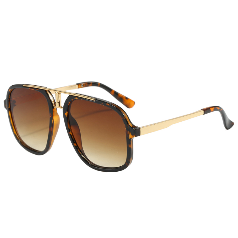 86518 Biggie Frame com I Shap Metal Double Double Bridge Tom Dourado Tom Metal Templos Aviator Óculos de sol