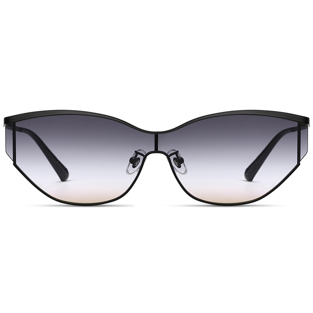 7307 Gato geométrico Cuttout Frame de alta definição Nylon Lens de uma peça Metal Sunglasses