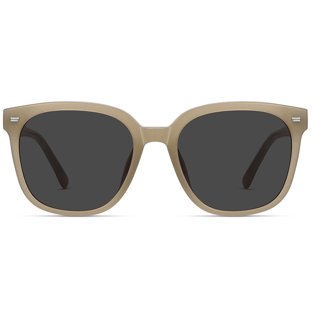 9147 Acetato redondo em forma de quadro completo apresenta rebites de metal femininos óculos de sol