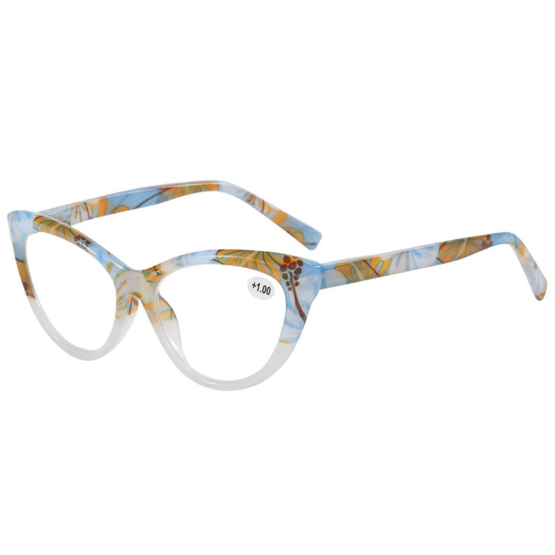 3145 Elegant Cateye Shape Frame com belo padrão floral impresso leitor de mulheres