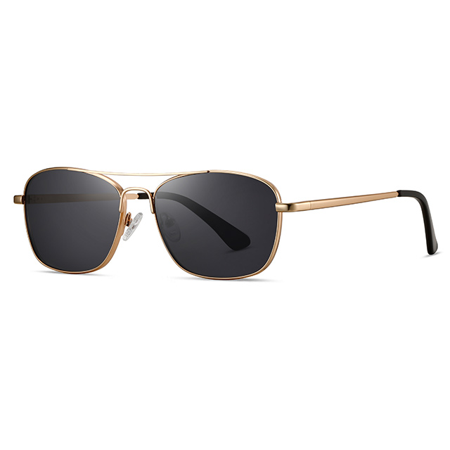 15112 Oval Double nariz Bridge Men Flender Metal Sunglasses