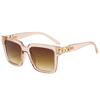 86485 SQAURE Frame Golden Metal Metal Geométrico Templos Templos Mulheres Óculos de sol