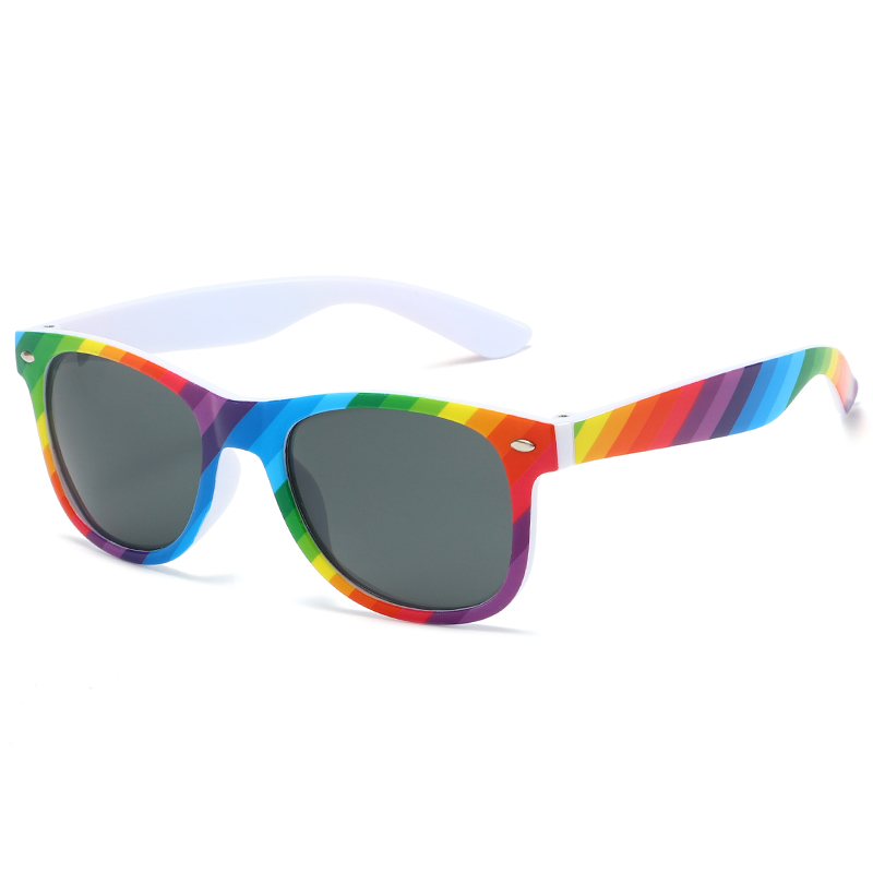 88163-15 Pintura de arco-íris do lado de fora e branco sólido no estilo Wayfarer Oferta Especial Oferta Óculos de Sun