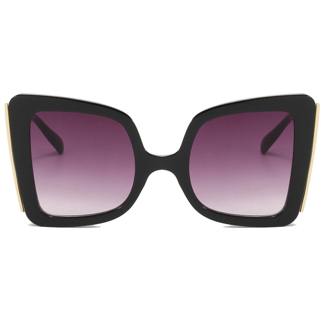 86489 Big Size Cat Eye Front Frame Hollow Out Golden Metal Templos Mulheres óculos de sol